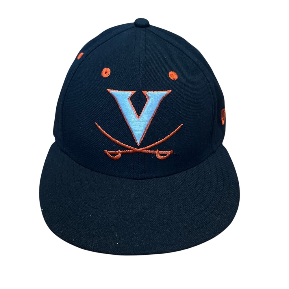New Era 59FIFTY Virginia Cavaliers UVA Hat Navy Blue Low‎ Crown Fitted 7 1/8